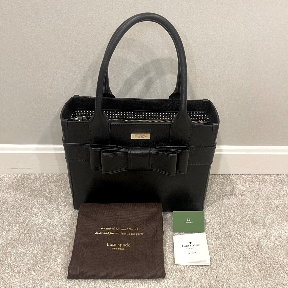 Kate Spade Quinn Villabella Avenue Black Leather Bow Bag